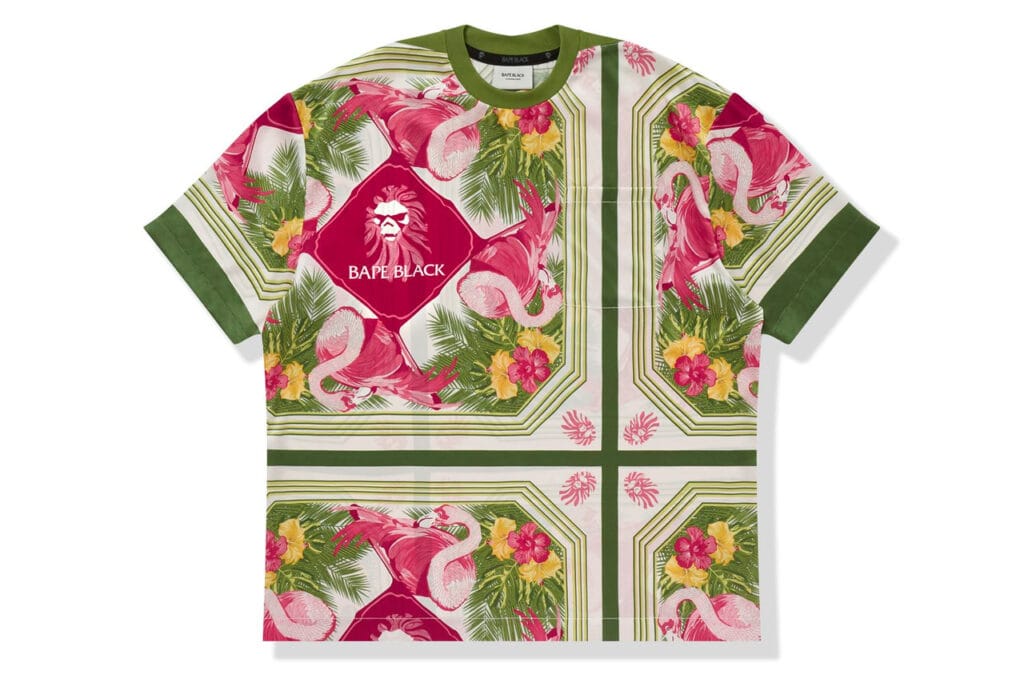 BAPE BLACK Printed Silk Woven Tee Green
