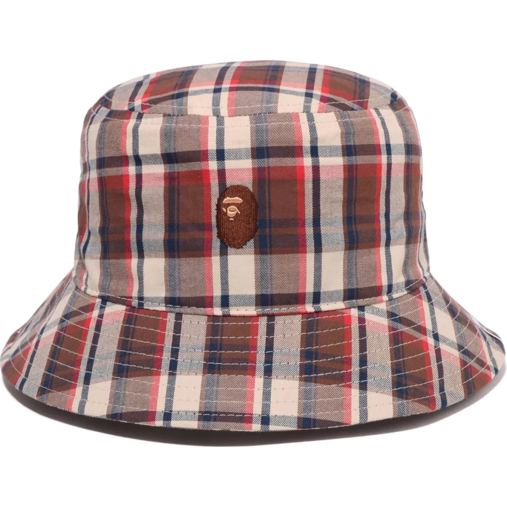 BAPE Check Bucket Hat Red