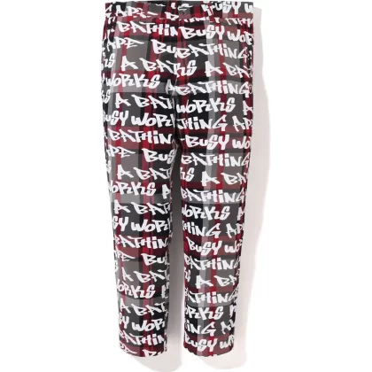 BAPE Graffiti Check One Point Relaxed Fit Pants Red
