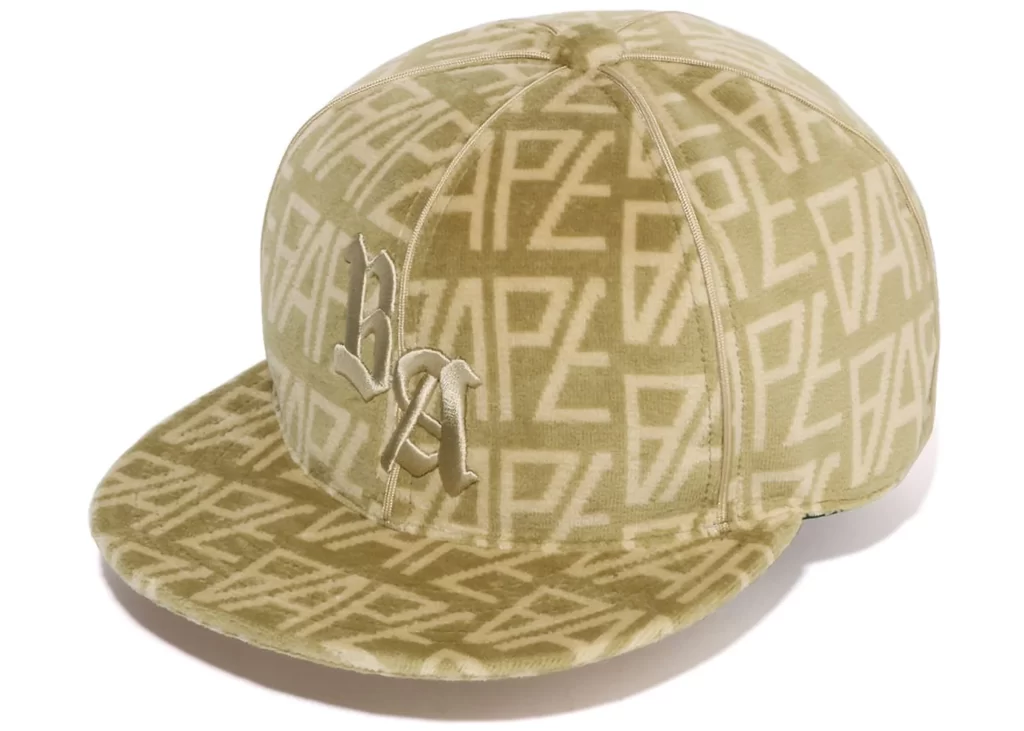 BAPE Logo Monogram Velour Cap Beige
