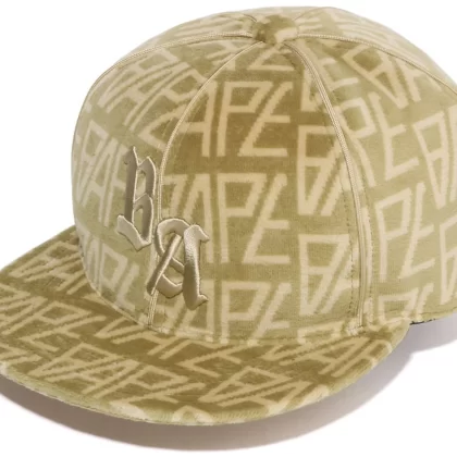BAPE Logo Monogram Velour Cap Beige