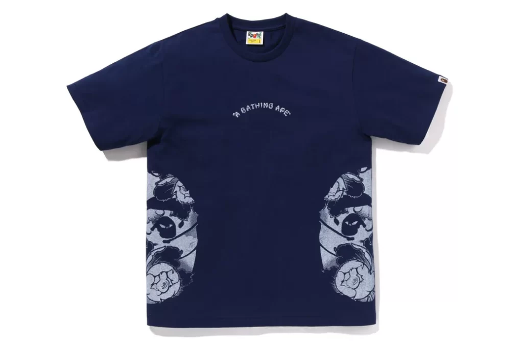 BAPE Japanese Tattoo Side Big Ape Head Tee Blue