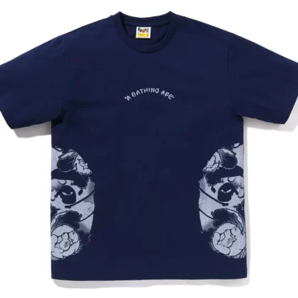 BAPE Japanese Tattoo Side Big Ape Head Tee Blue