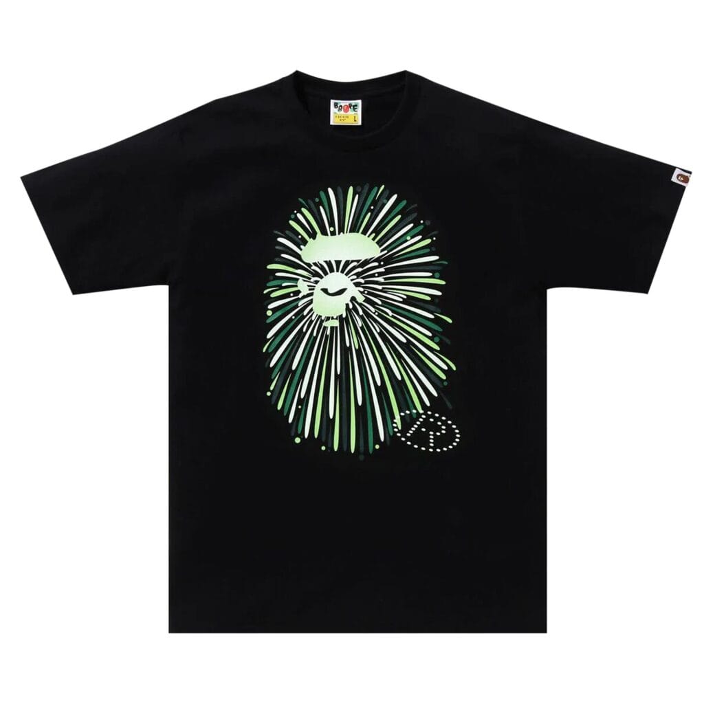 BAPE Ape Head Firework Tee #1 Black and Green