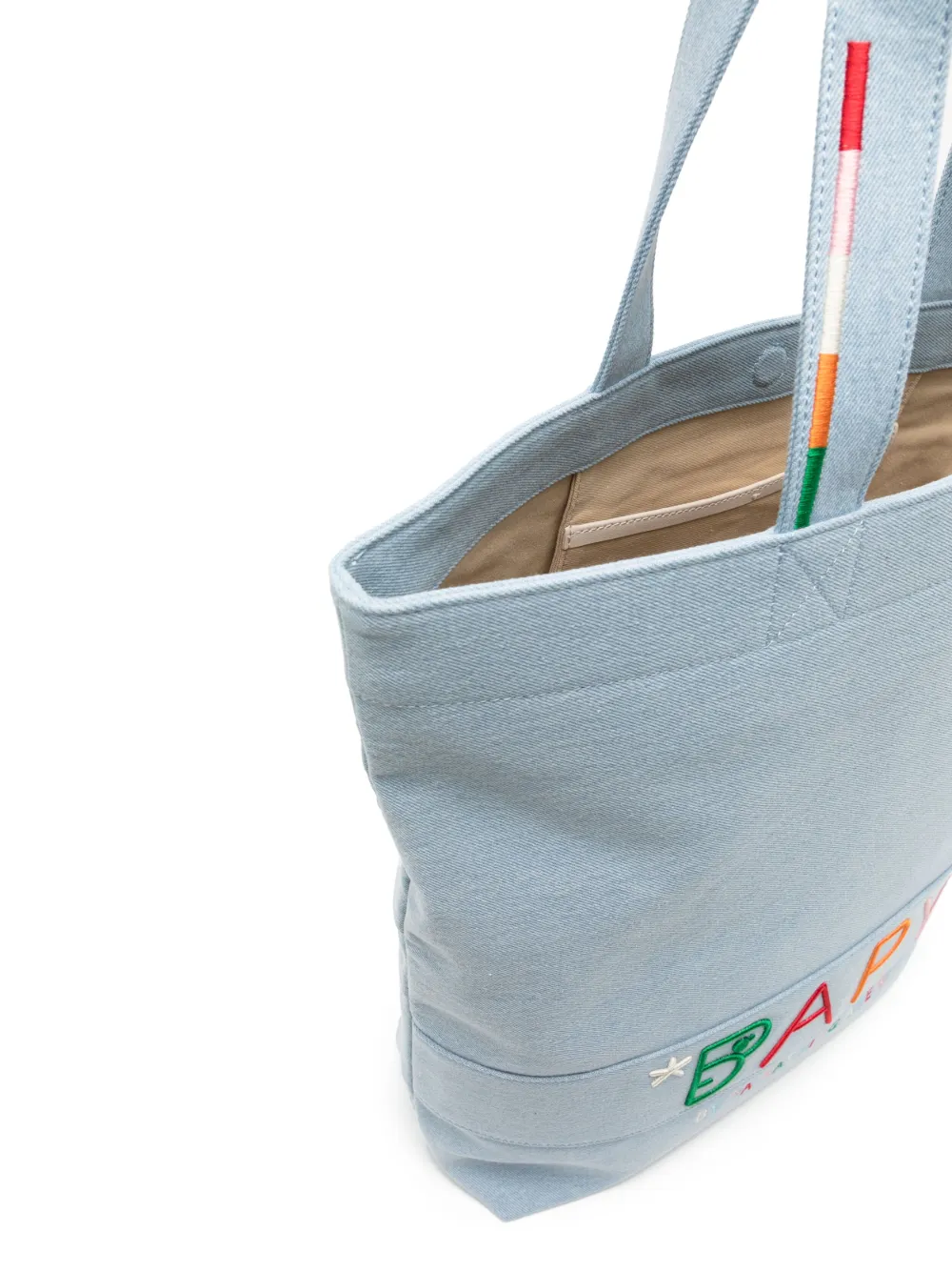 BAPE Logo Embroidered Cotton Tote Bag Blue - Imagen 4