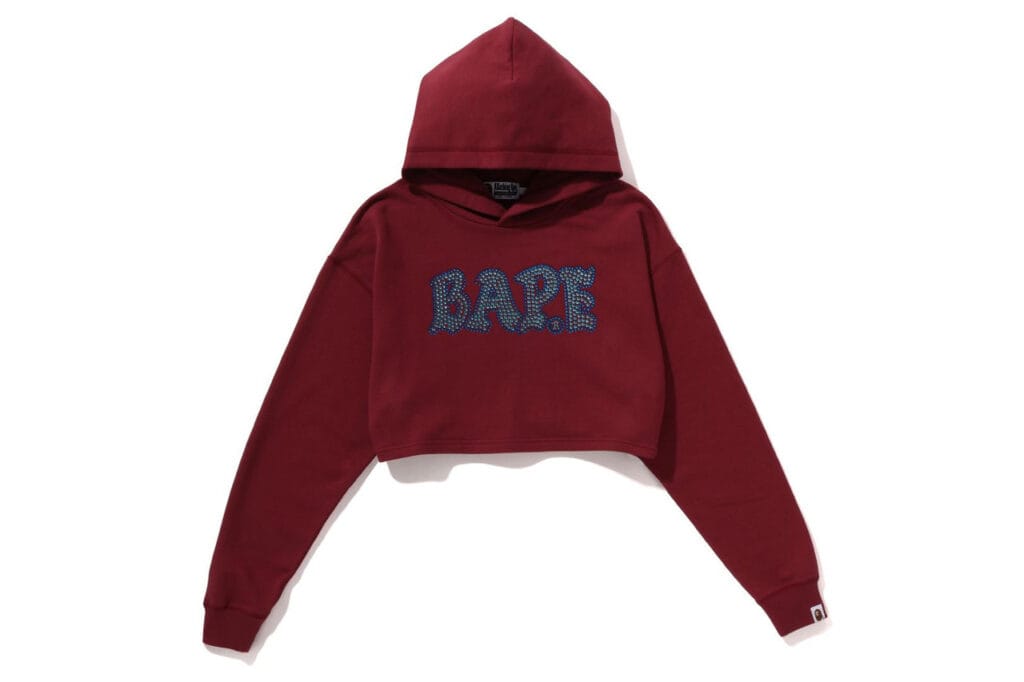 BAPE Crystal Stone Cropped Pullover Hoodie