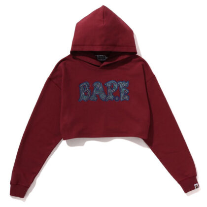 BAPE Crystal Stone Cropped Pullover Hoodie