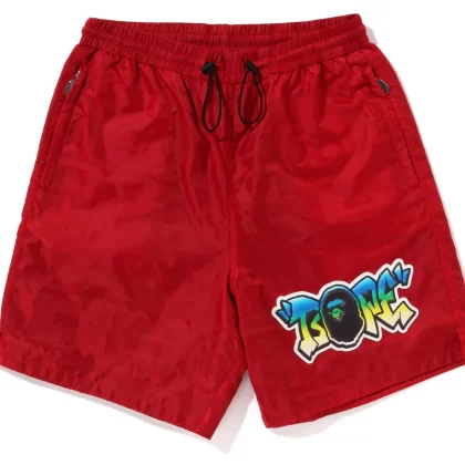 BAPE Lux Sport Pattern Jacquard Nylon Shorts Red