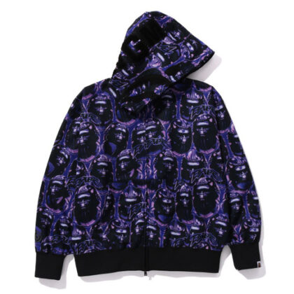BAPE Ape Head Graffiti Shark Full Zip Hoodie Purple