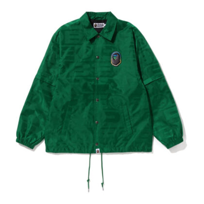 BAPE Lux Sport Pattern Jacquard Detachable Coach Jacket Green