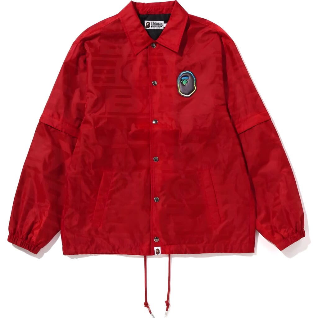 BAPE Lux Sport Pattern Jacquard Detachable Coach Jacket Red