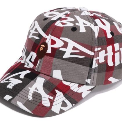 BAPE Graffiti Check Panel Cap Red