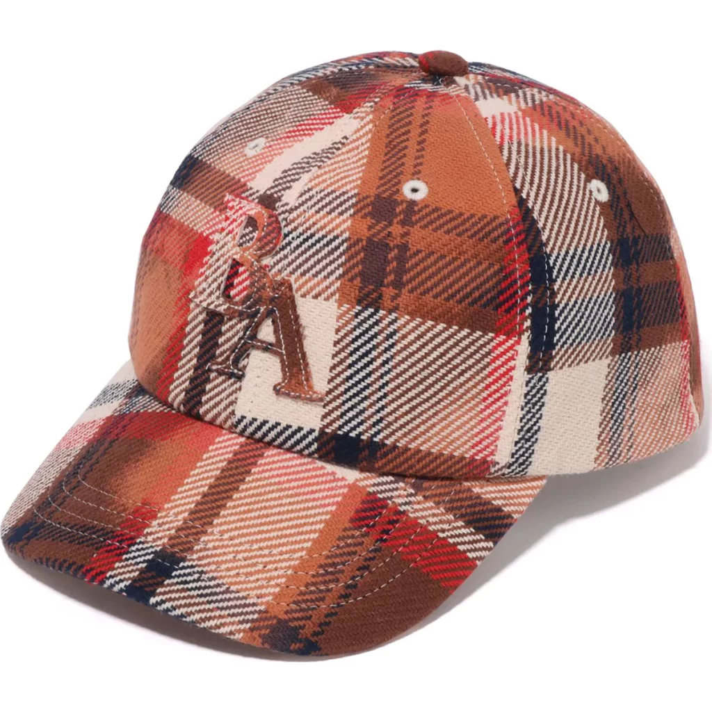 BAPE Bleached Check Panel Cap Red