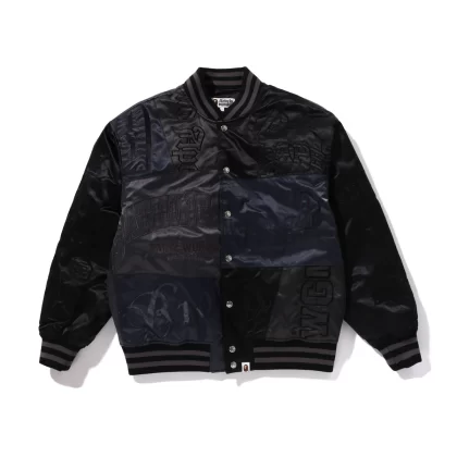 BAPE Patchwork Varsity Jacket Black