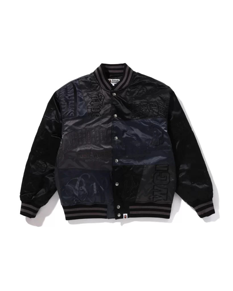 BAPE Patchwork Varsity Jacket Black