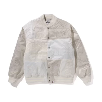 BAPE Patchwork Varsity Jacket White