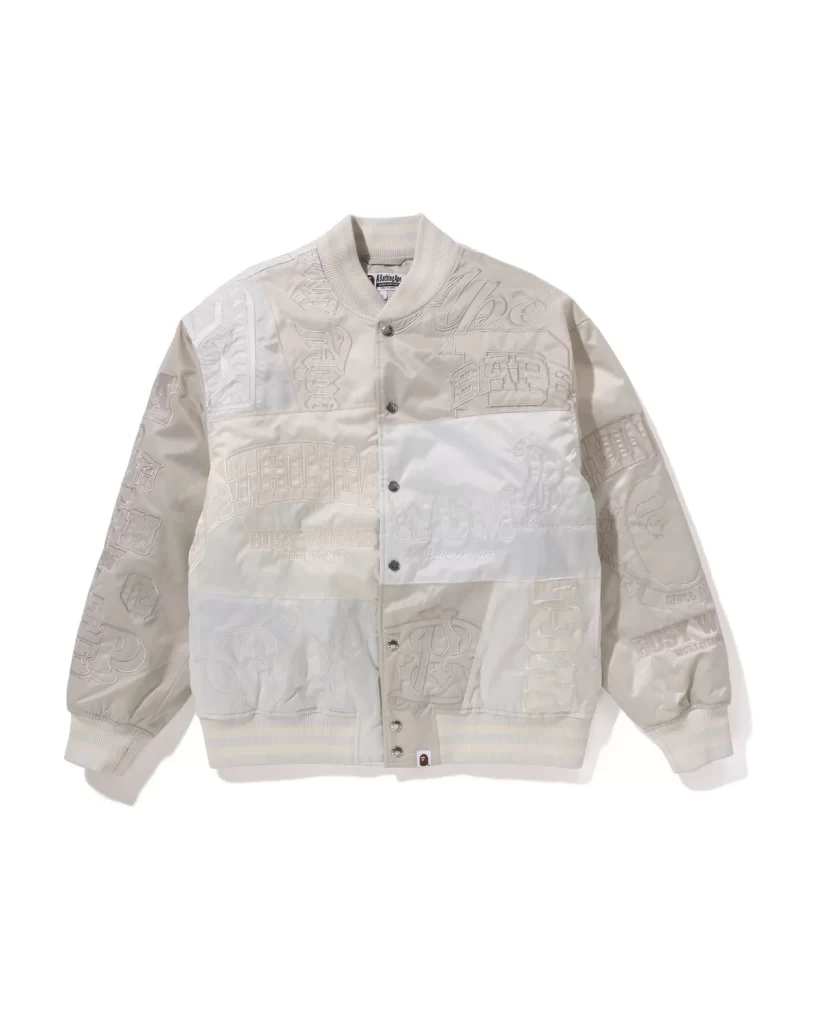 BAPE Patchwork Varsity Jacket White