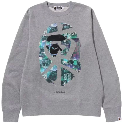 BAPE Neon Tokyo Crewneck Grey