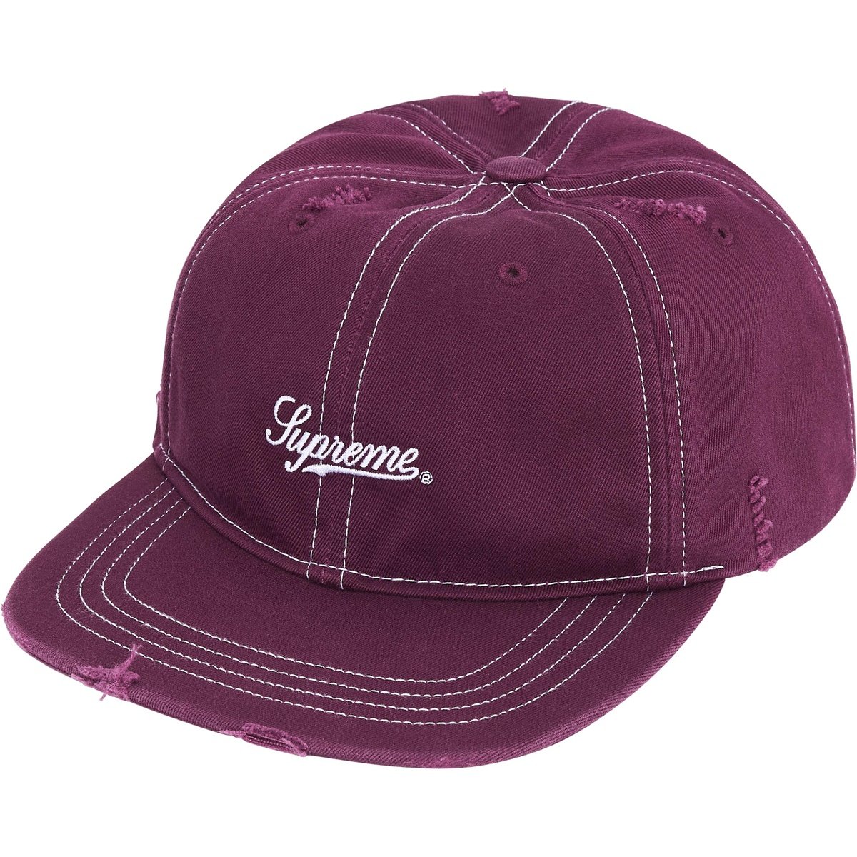 Supreme Distressed Script 6 Panel Purple