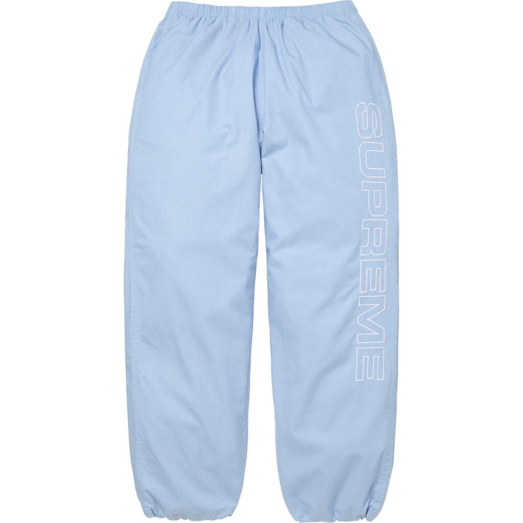 SUPREME Spellout Embroidered Ripstop Track Pants Blue