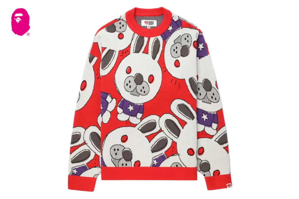 BAPE Baby Doppy Birdseye Jacquard Sweater Red