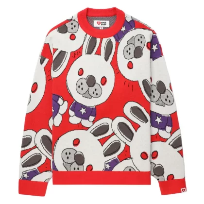 BAPE Baby Doppy Birdseye Jacquard Sweater Red
