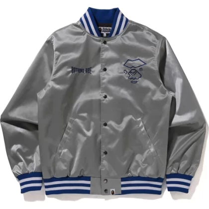 BAPE Nylon Varsity Jacket Silver
