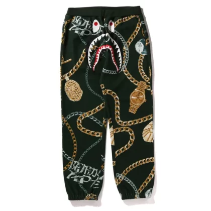 BAPE Jewels Shark Sweat Pants Green