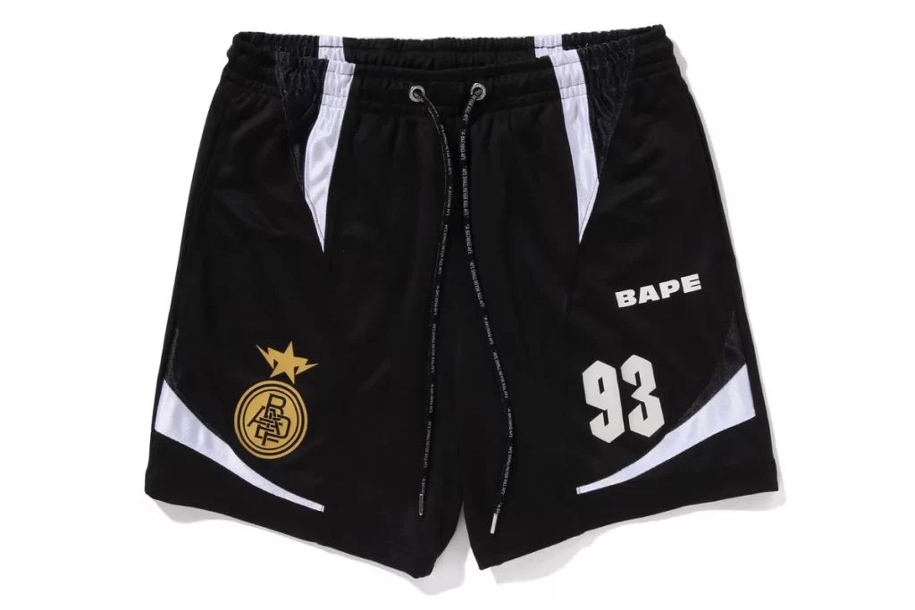 BAPE Multi Logo Relaxed Fit Soccer Shorts Black