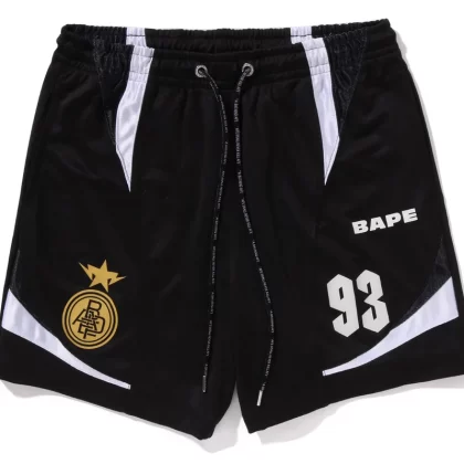BAPE Multi Logo Relaxed Fit Soccer Shorts Black