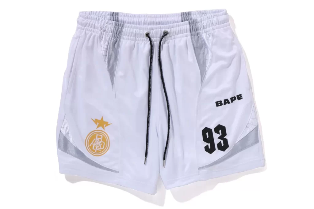 BAPE Multi Logo Relaxed Fit Soccer Shorts White