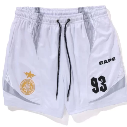 BAPE Multi Logo Relaxed Fit Soccer Shorts White