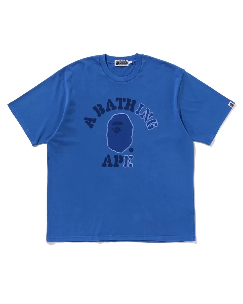 BAPE Garment Dye College Relaxed Fit Tee Blue