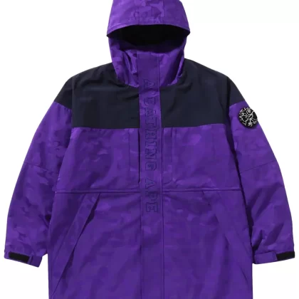 BAPE Solid Camo Jacquard Long Coat Purple