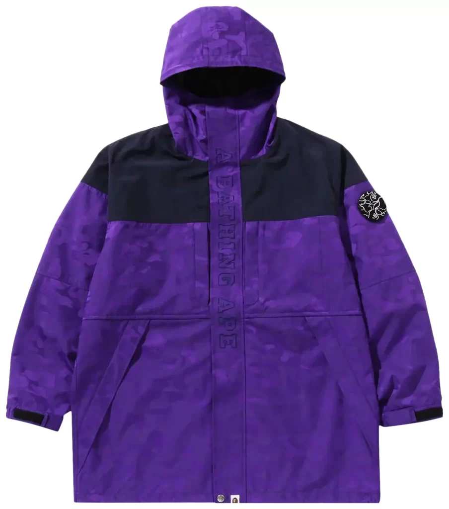 BAPE Solid Camo Jacquard Long Coat Purple