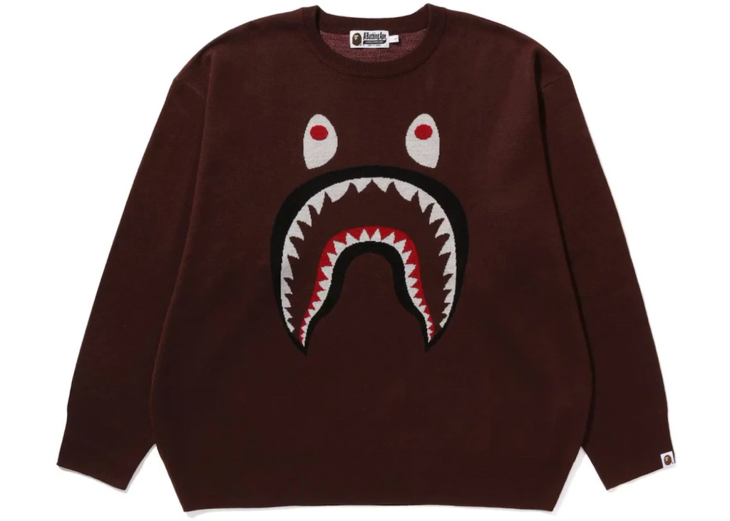 BAPE Shark Knit Crewneck Brown