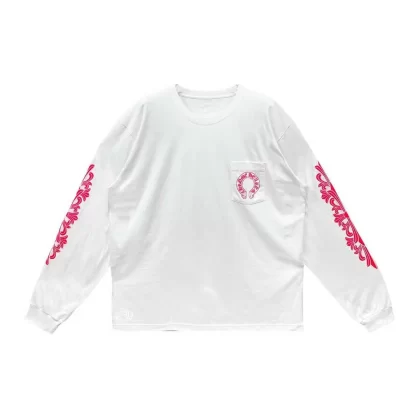 Chrome Hearts Classic Pink Horseshoe Logo White