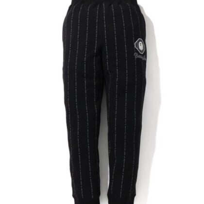 BAPE Text Stripe Baseball Sweatpants Black