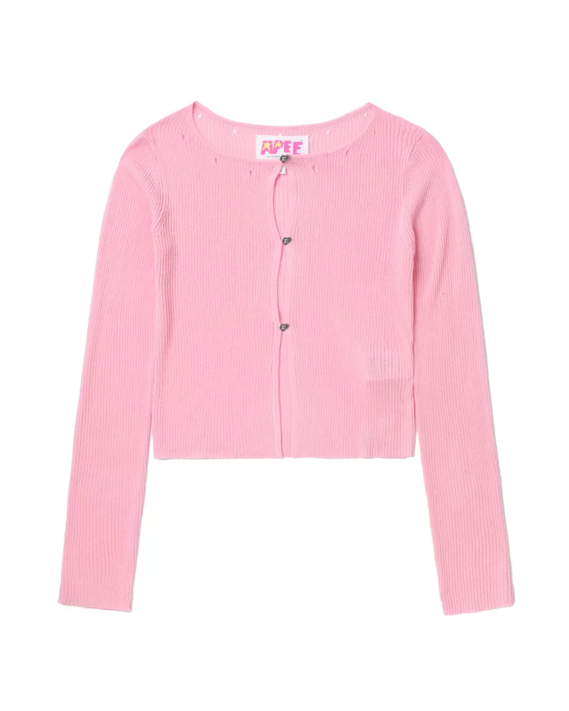 BAPE Button Front Distressed Cardigan Pink