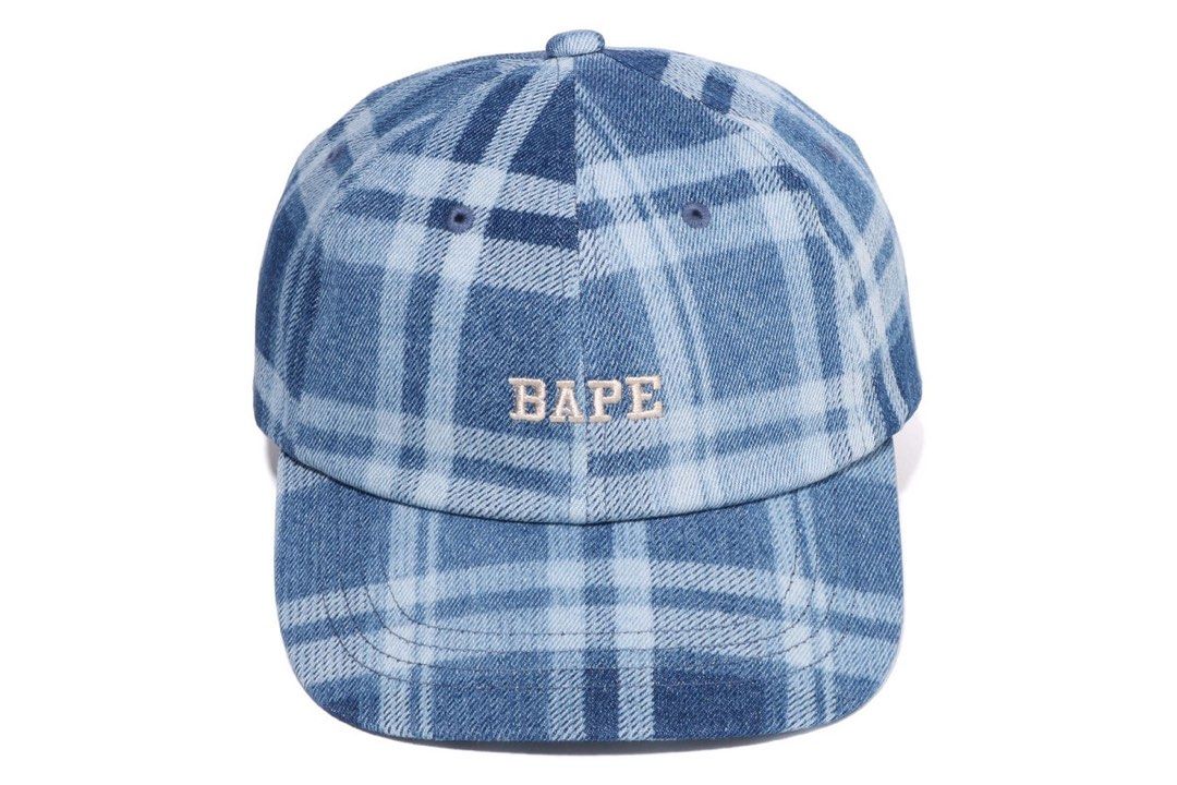 BAPE Blue Check Denim Panel Cap - Imagen 2