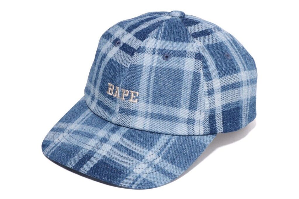 BAPE Blue Check Denim Panel Cap