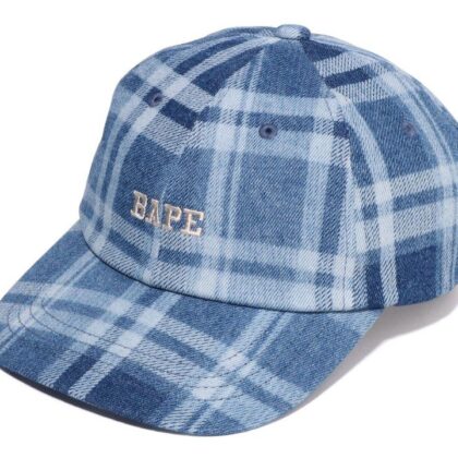BAPE Blue Check Denim Panel Cap