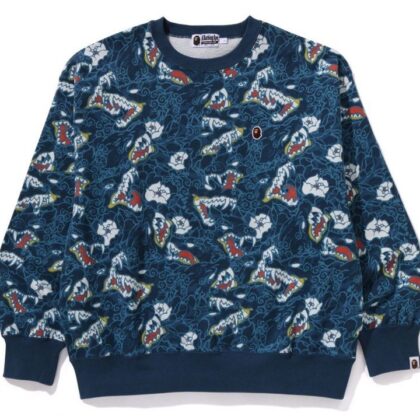 BAPE Japanese Tattoo Camo Relaxed Fit Crewneck Sweatshirt Blue