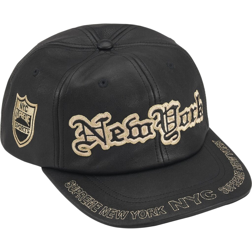 SUPREME New York Leather 6-Panel Black
