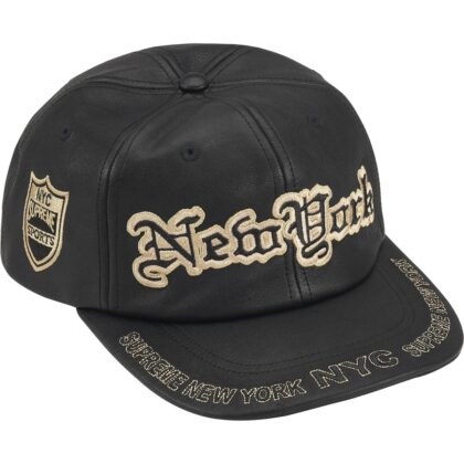 SUPREME New York Leather 6-Panel Black