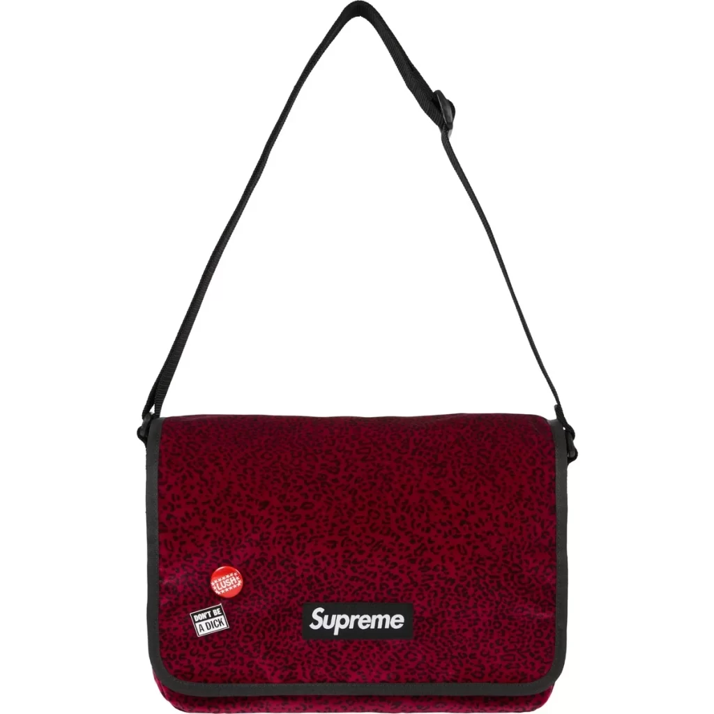 SUPREME Velvet Small Messenger Bag Red Leopard