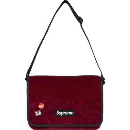 SUPREME Velvet Small Messenger Bag Red Leopard