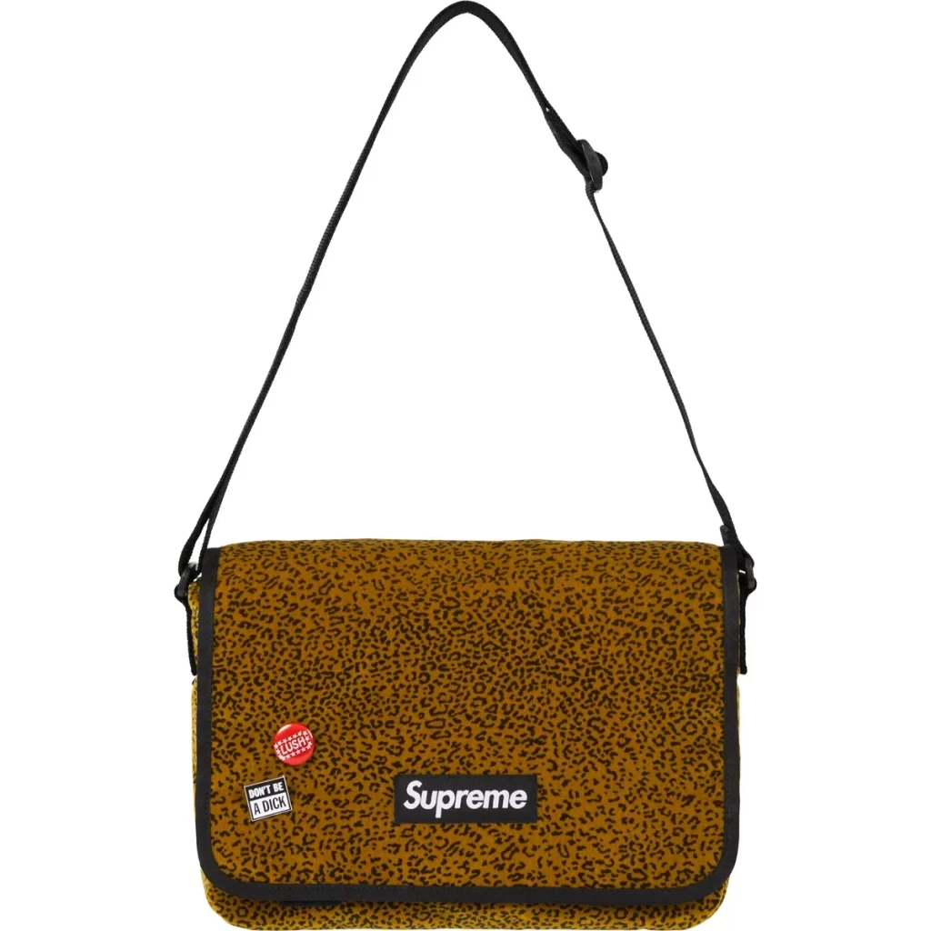 SUPREME Velvet Small Messenger Bag Tan Leopard