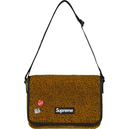 SUPREME Velvet Small Messenger Bag Tan Leopard