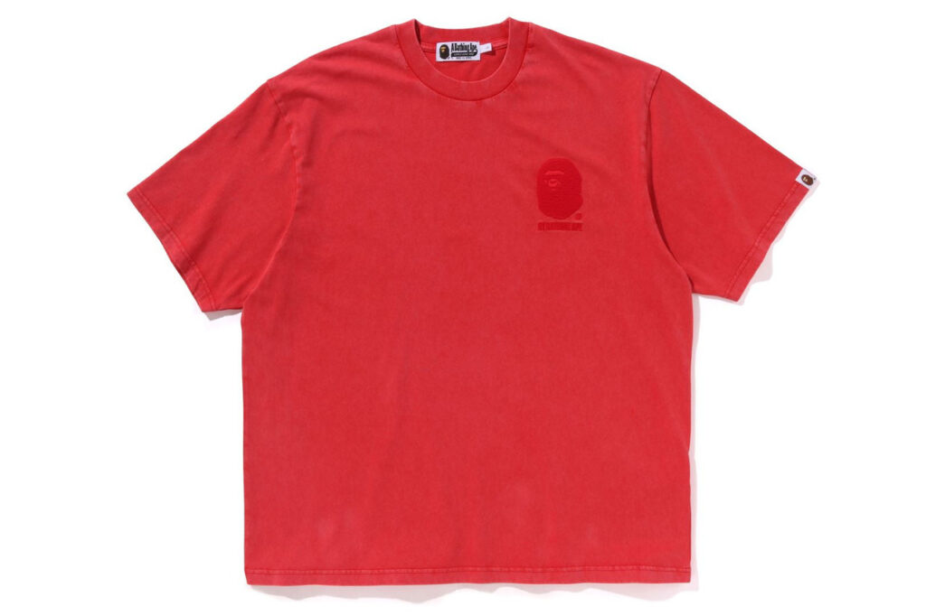 BAPE Ape Head One Point Acid Wash Relaxed Fit Tee Red